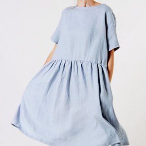 Linen Handmade Studio - Linen Dress - Darling - Blueish Grey